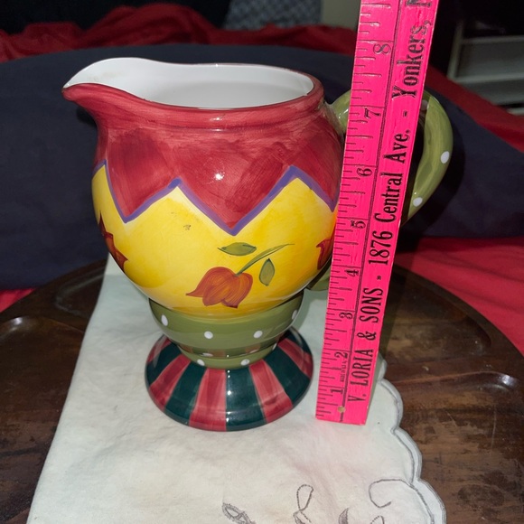 Vintage 1997 CBK Ltd, Elegant/Playful Rose Hand-painted Handled Ceramic Pitcher - Picture 8 of 13